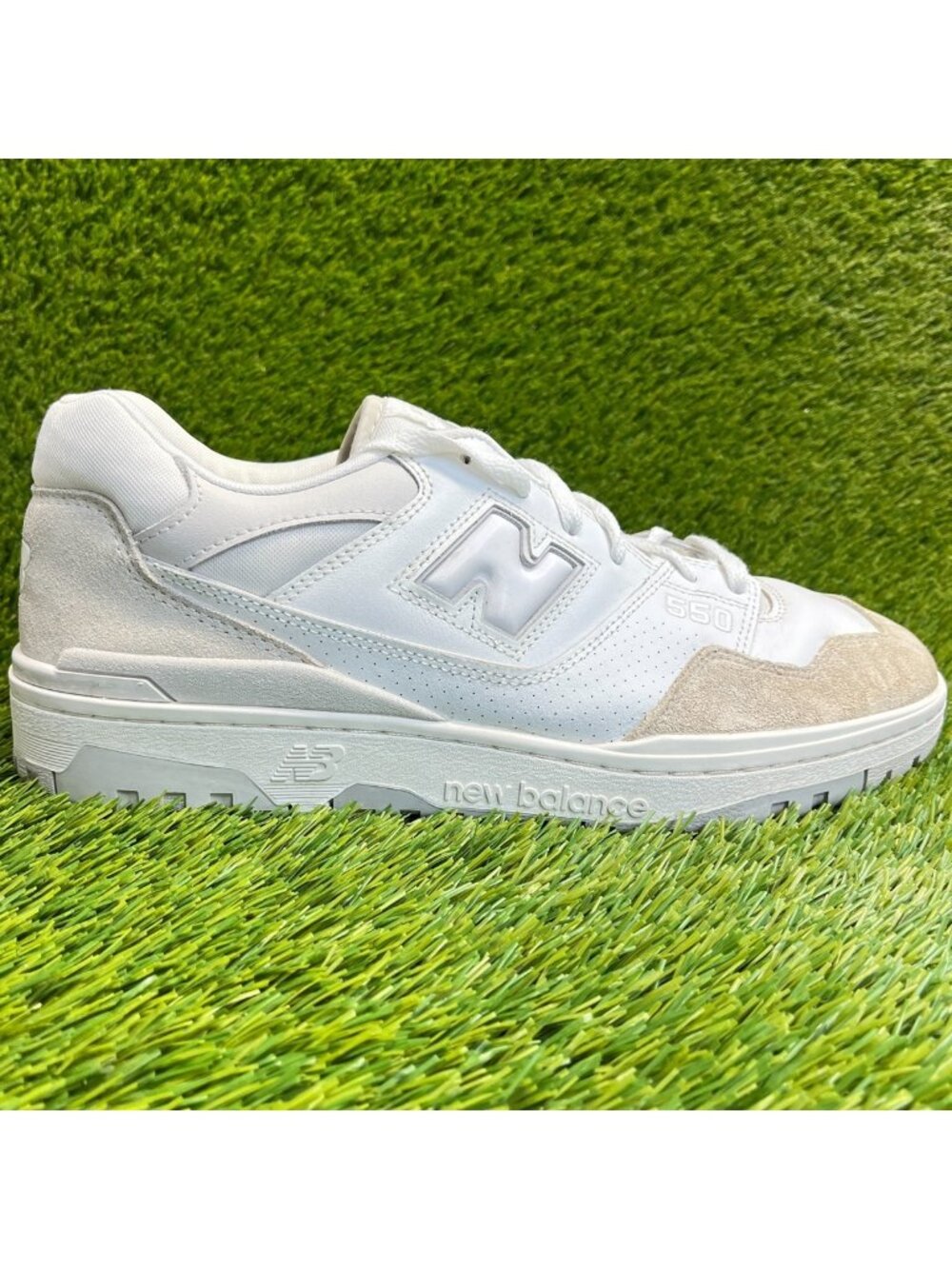 New Balance 550 Mens Size 13 White Gray‎ Athletic Leather Walking Shoes Sneakers